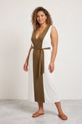 New Pretty little thing Women 14 XL Dress Maya Cream Belted Maxi Sleeveless V Neck