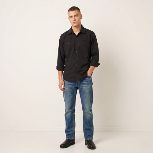 Carhartt Men S Casual Shirt Black Striped Long Sleeve Striped Classic Top