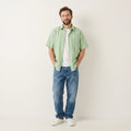 Paul & Shark Men 42 XL Casual Shirt Green Cotton Striped Pocket Short Sleeve Top