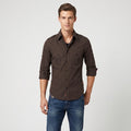 Hugo Boss Men S Casual Shirt Brown Cotton Military Pockets Long Sleeve Top