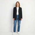 Jones New York Women 10 M Blazer Black Shiny  Triacetate Single Breasted Long Jacket