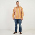 Gant Men XL Casual Shirt Orange Striped Cotton Two Ply Poplin Slim Fit Long Sleeve Top