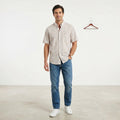 Lacoste Men 44 L Casual Shirt Blue Orange Check Cotton Long Sleeve Top