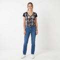 Barbour International Women 8 S Shirt Black Modal Stretch V Neck Top