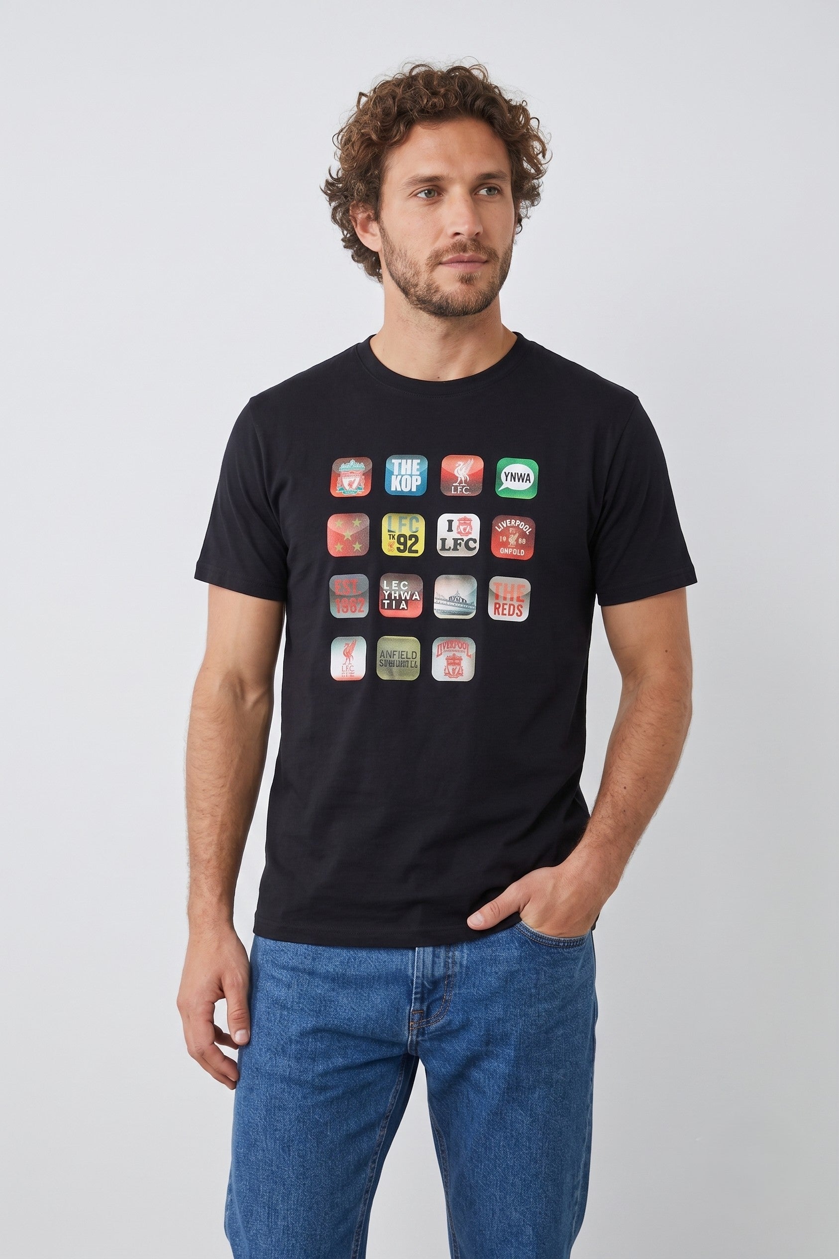 LFC T-Shirt M Homme Liverpool Football Club Noir Graphis Coton