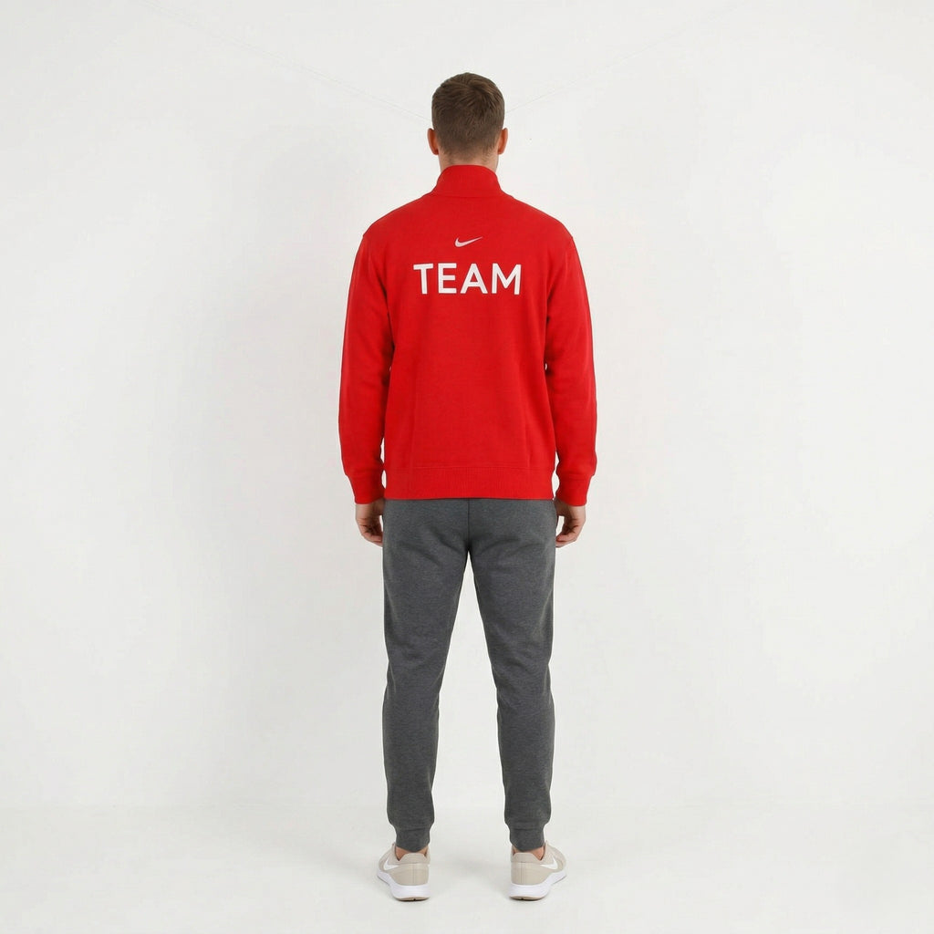 Nike Men XL 188 Sweatshirt Red Cotton Full Zipper Team Logo Active Sportswear