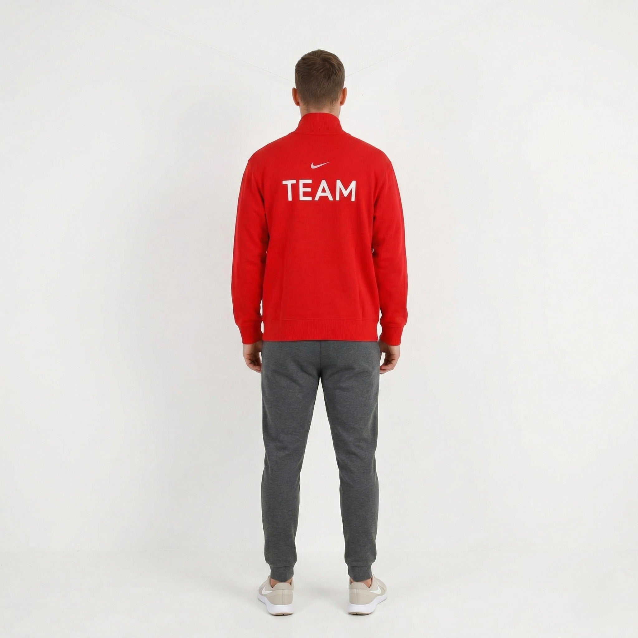 Nike Men XL 188 Sweatshirt Red Cotton Full Zipper Team Logo Active Sportswear