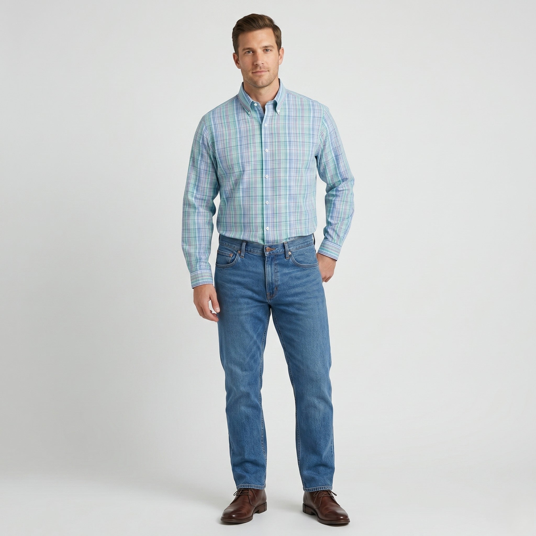 Brooks Brothers Mens L (XL) Casual Shirt Multicoloured Check Cotton Long Sleeve Top