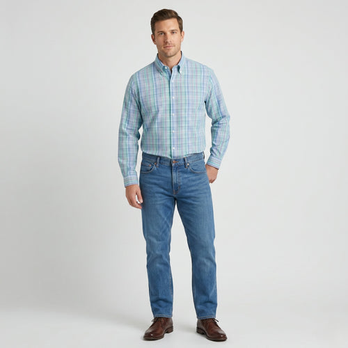 Brooks Brothers Mens L (XL) Casual Shirt Multicoloured Check Cotton Long Sleeve Top