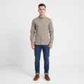 AllSaints Men XS Casual Shirt Brown Cotton Redondo Plain Long Sleeve Top