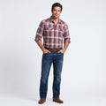 Levi's Men XXL Casual Shirt Maroon Check Cotton Snap Vintage Long Sleeve Top