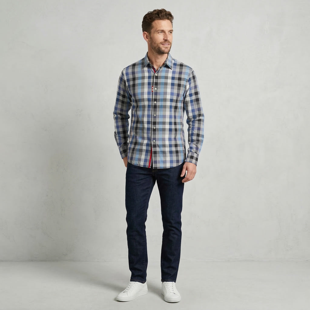 Robert Graham The Freshly Laundered Men M Casual Shirt Blue Check Cotton Top