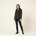 Gipsy by Mauritius Women M Jacket Black Shiny Faux Fur Casual Single Breasted Blazer
