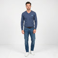 Superdry Men S Jumper Blue Cotton Cashmere Blend V Neck Soft vintage Sweater