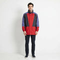 K-Way International Men L Jacket Black Red Vintage Nylon Hidded Hood Outdoor Top