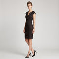 Maggy London Women 10 S Mini Dress Elegant Shiny Black V Neck