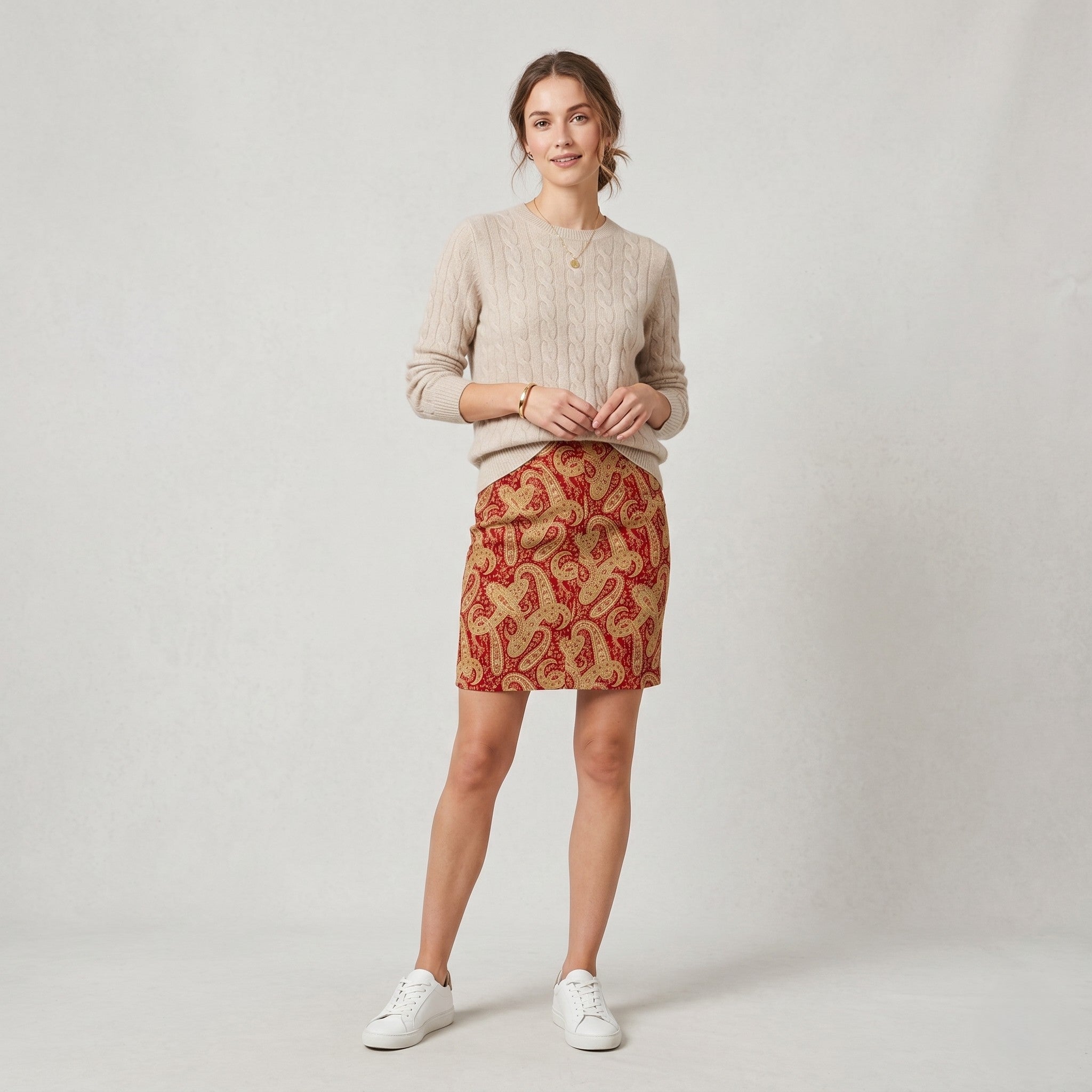 New Tommy Hilfiger Women 4 S Skirt Red Mustard London Paisley Pockets Mini