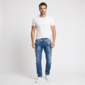 882 POLICE Men 30 Jeans Trousers Picolino Blue Denim Straight Leg Zipper Pockets Pants