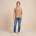 Joie de Vivre Women 10 S Jacket Beige Leather Suede Vintage Boho Shoulder Pads Top