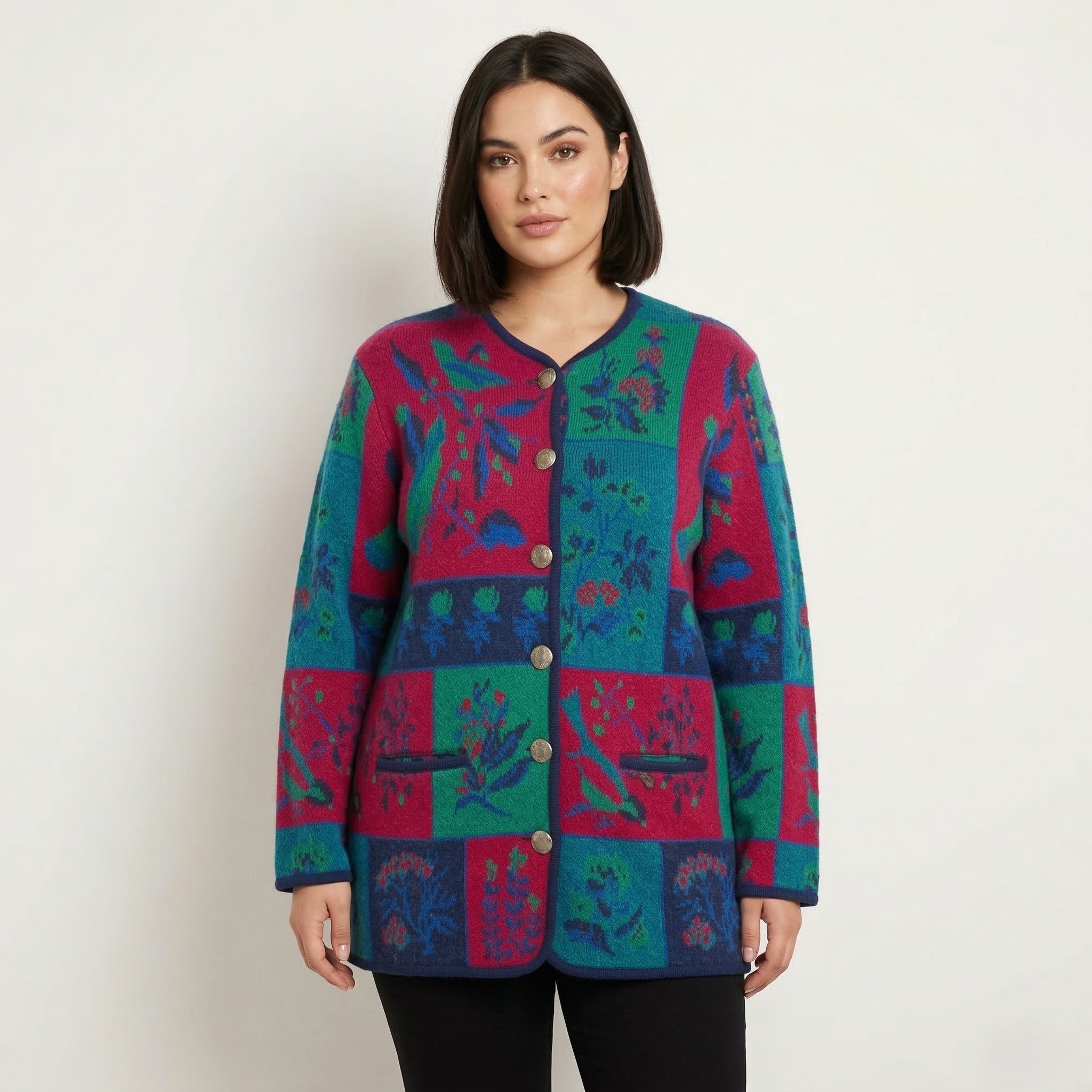 Stapf Women L Cardigan Green Wool Vintage Tyrol Austria Long Sweater