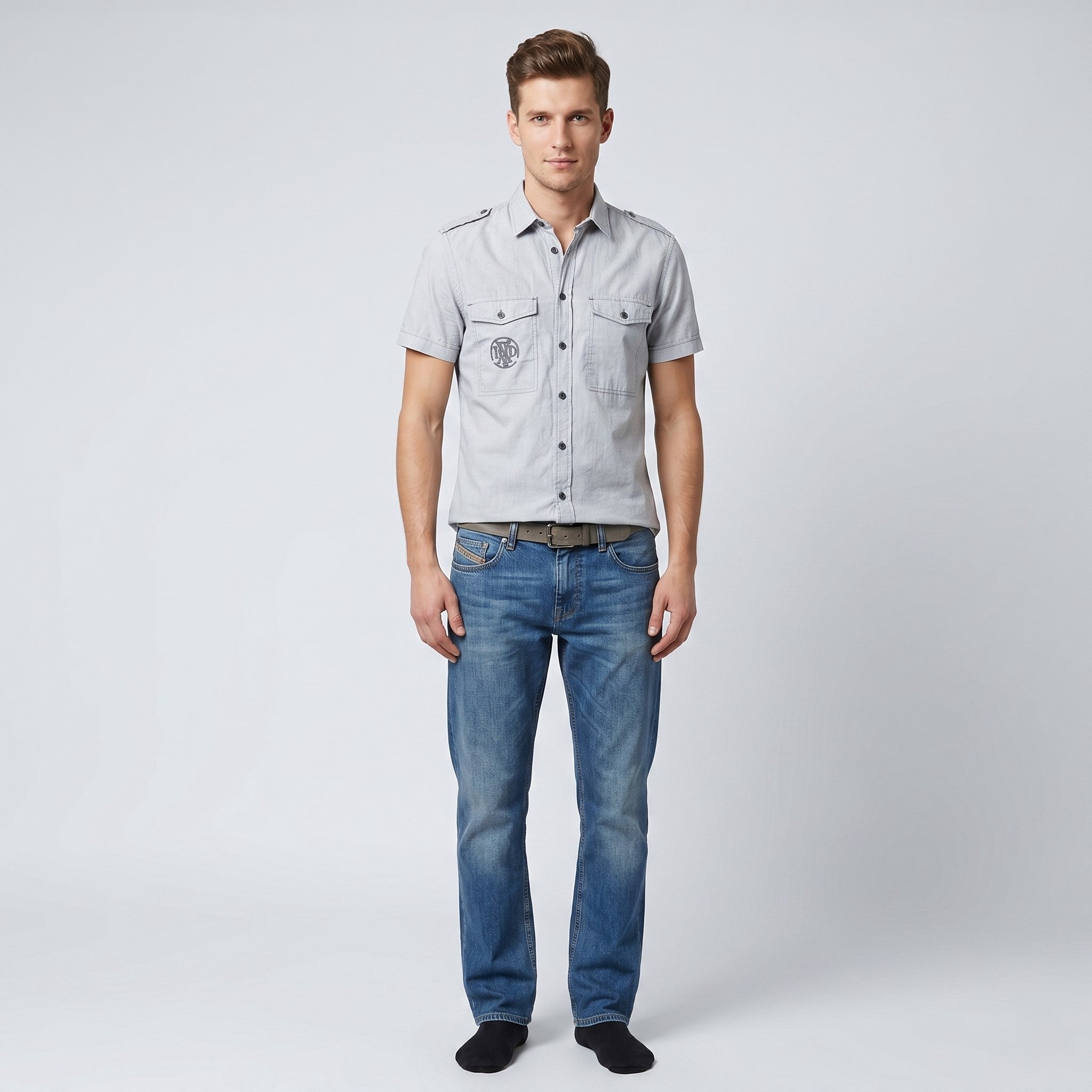 Diesel Men M Casual Shirt White Black Checkered Bottoms Short Sleeve Cotton Top