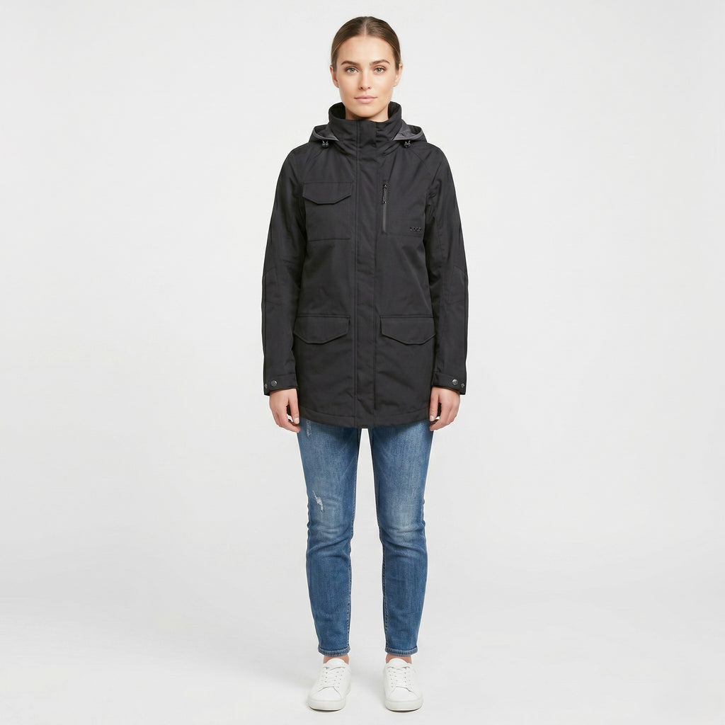 NEW Nike Woman XS Jacket Black Full Double Zipper Cotton Retractable Hood Breathable Top