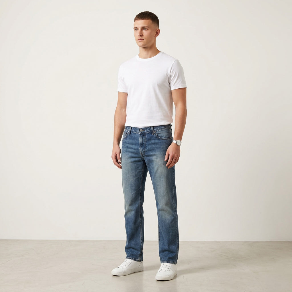 Armani Exchange Men 32 Jeans Trousers Navy Cotton AX Easy Fit Straight Pants