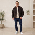 VIP Men XL Jacket Brown Leather Suede Italy Bomber Full Zipper Retro Top