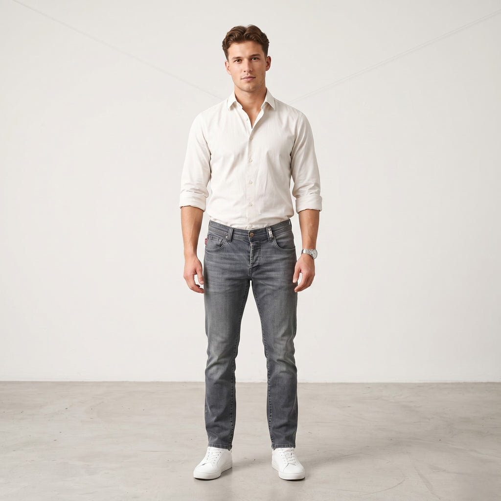 Santoria Tramarossa Men 30 Trousers Grey Leonardo Cotton Stertch Fit Skinny Pants
