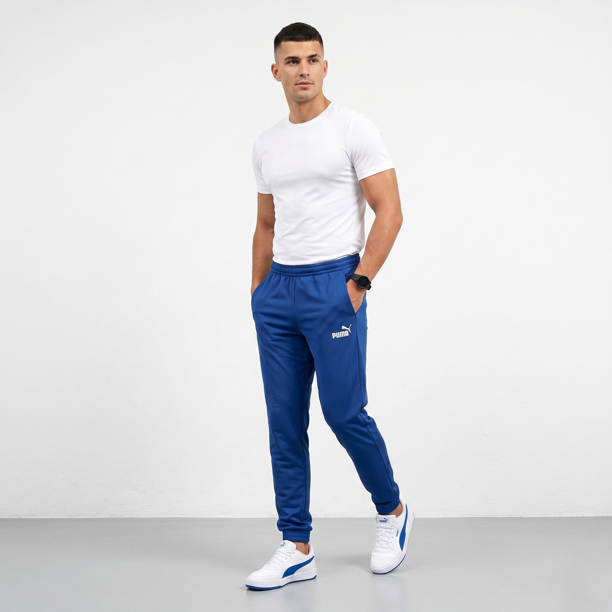 Puma Men M Sweatpants Navy Shiny Retro Activewear Training Vintage Trousers