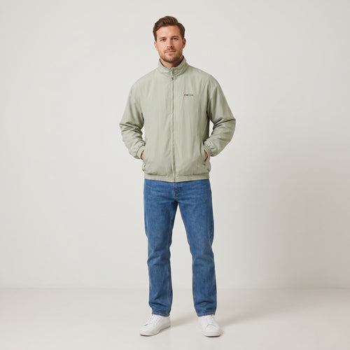 Adidas Men L Jacket Beige Vintage Sportswear Lightweight Retro Zip Up Top