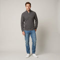 Original Penguin Men L Jumper Grey Cotton Blend Knit Zip Neck Pockets Sweater