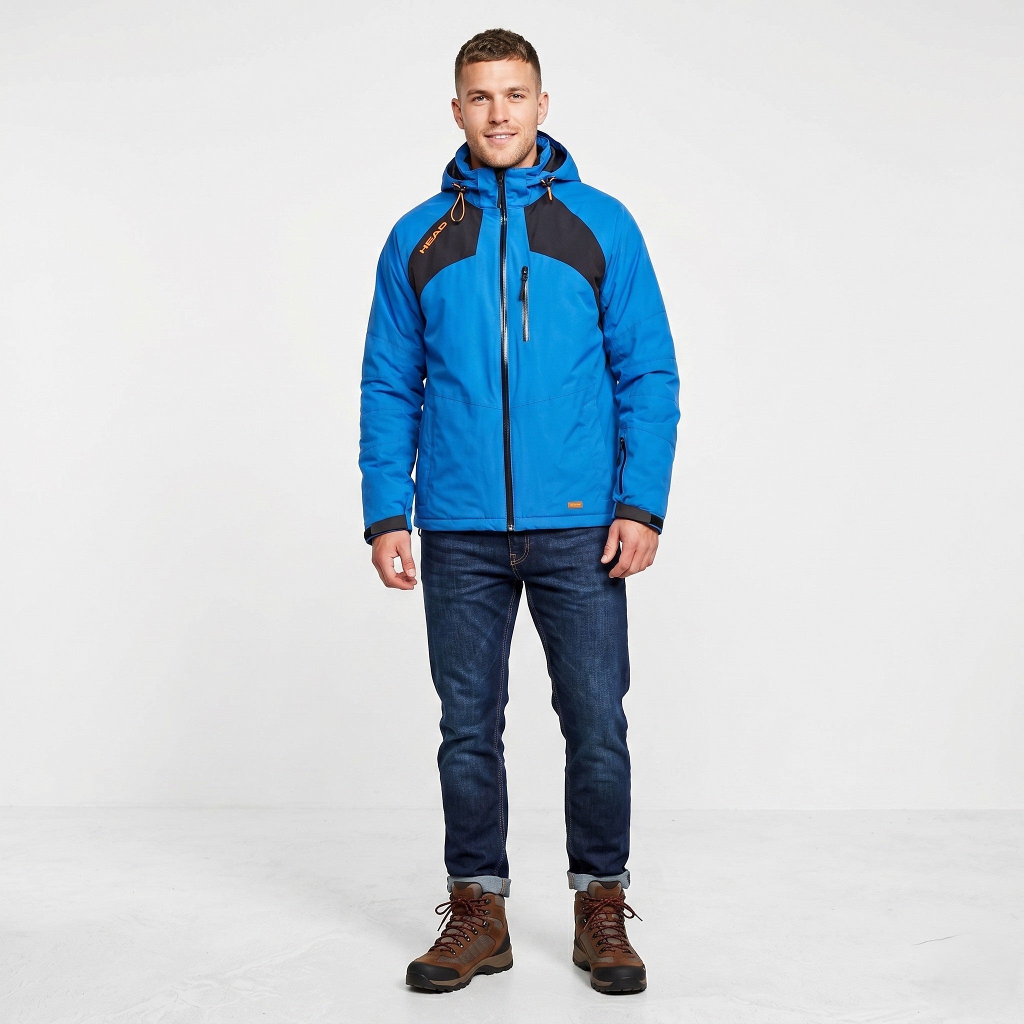 Head Man XXL Jacket Blue Waterproof Hood Full Zipper Snow Skiwear Outdoor Top