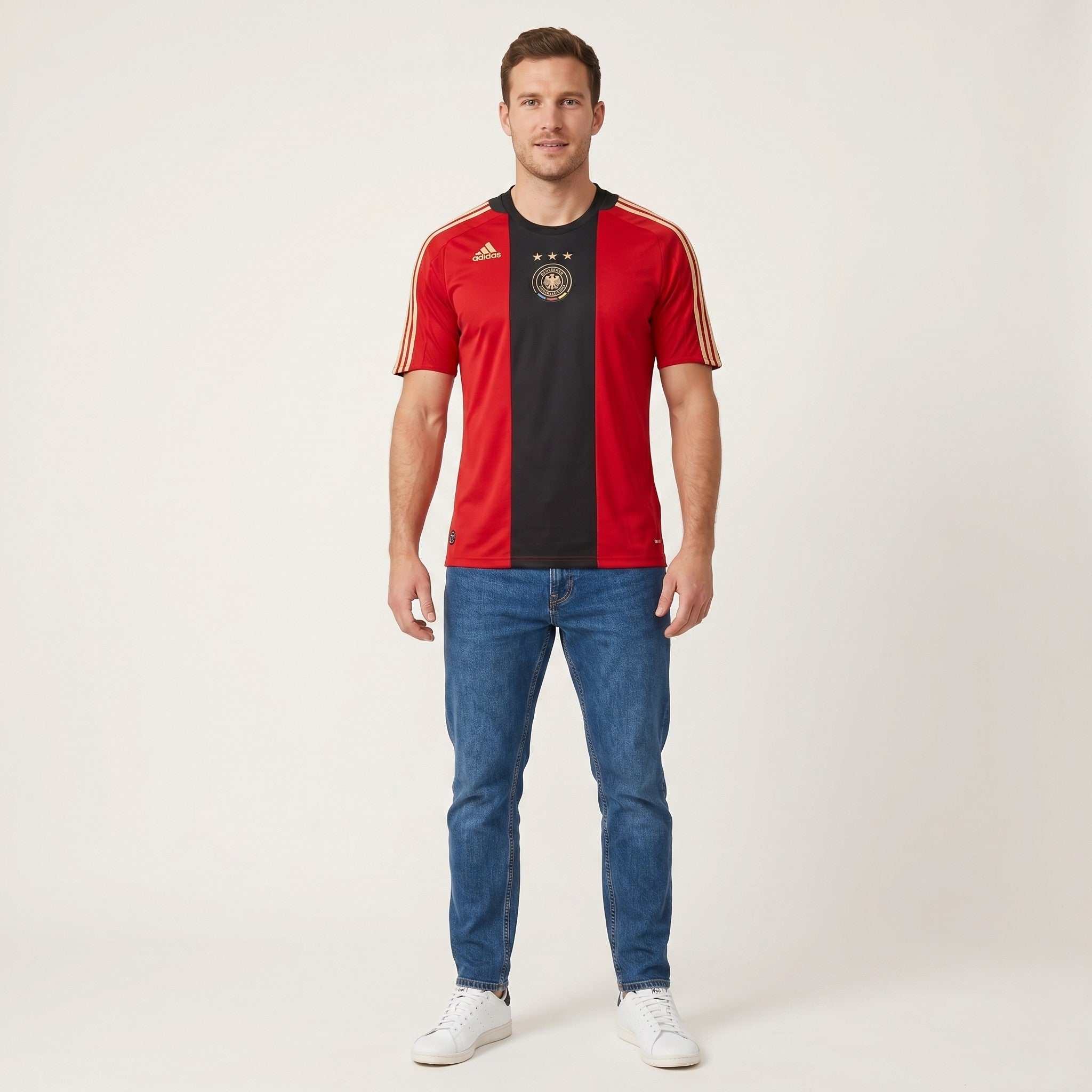 Adidas Men XL Shirt Red Deutscher Fussball Bund Football Vintage Jersey Top