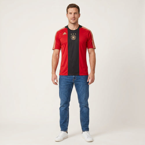 Adidas Men XL Shirt Red Deutscher Fussball Bund Football Vintage Jersey Top
