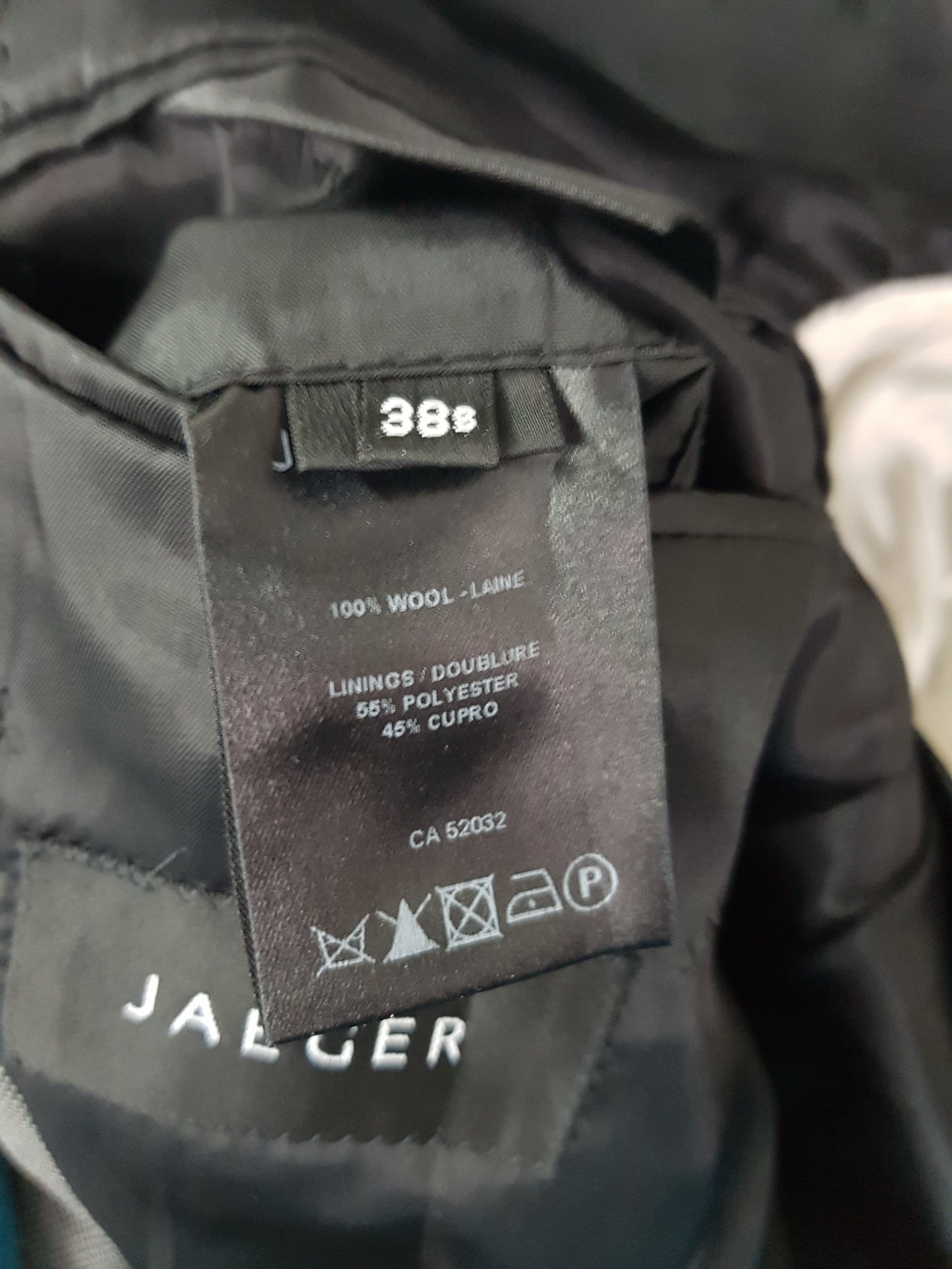 Jaeger Mens 38 S Jacket Grey Dots Wool Shoulder Pads Single Breasted Blazer