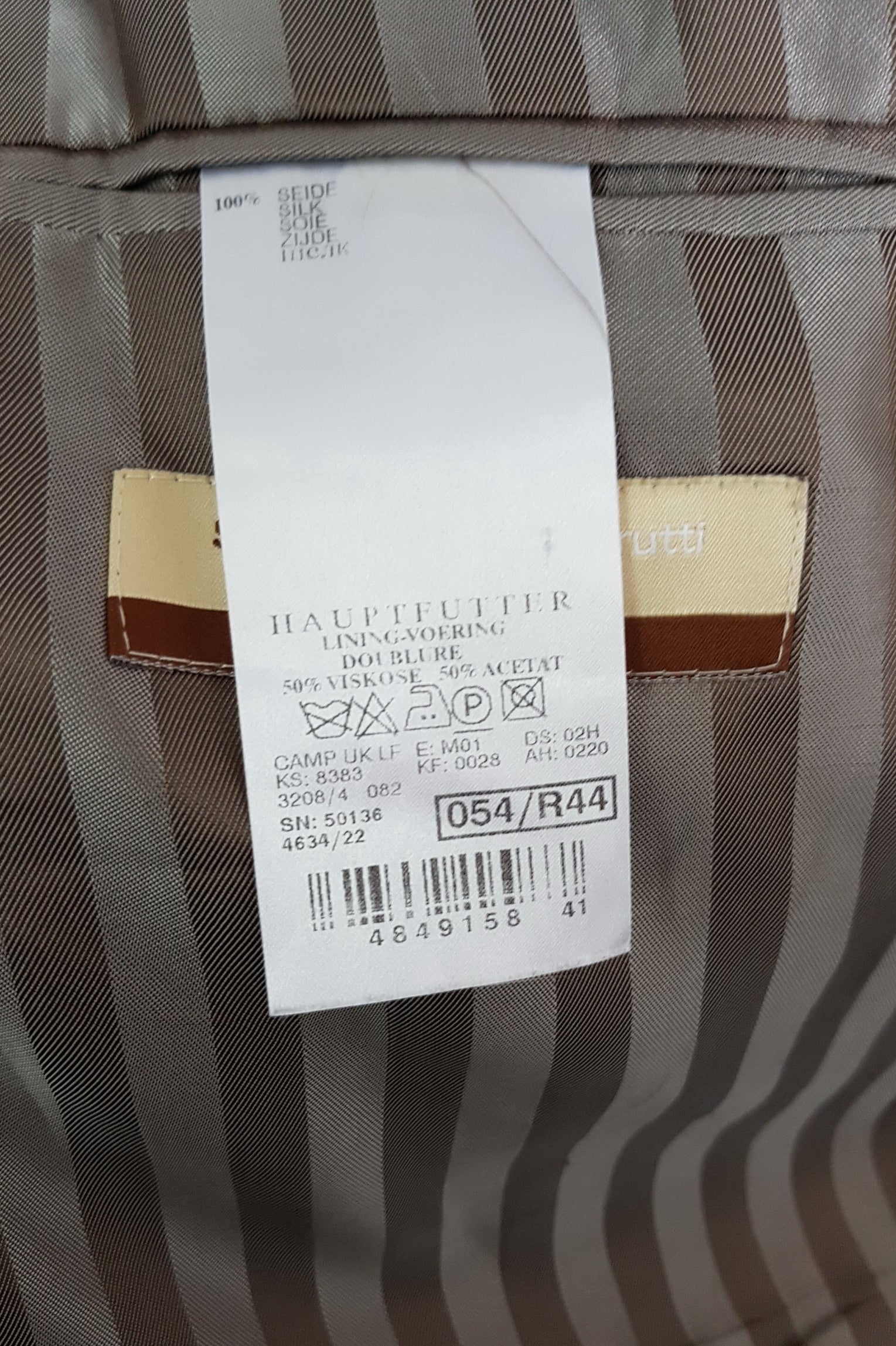 Mario Barutti Mens 54 XL Blazer Beige Silk Herringbone Pads Single Breasted Jacket