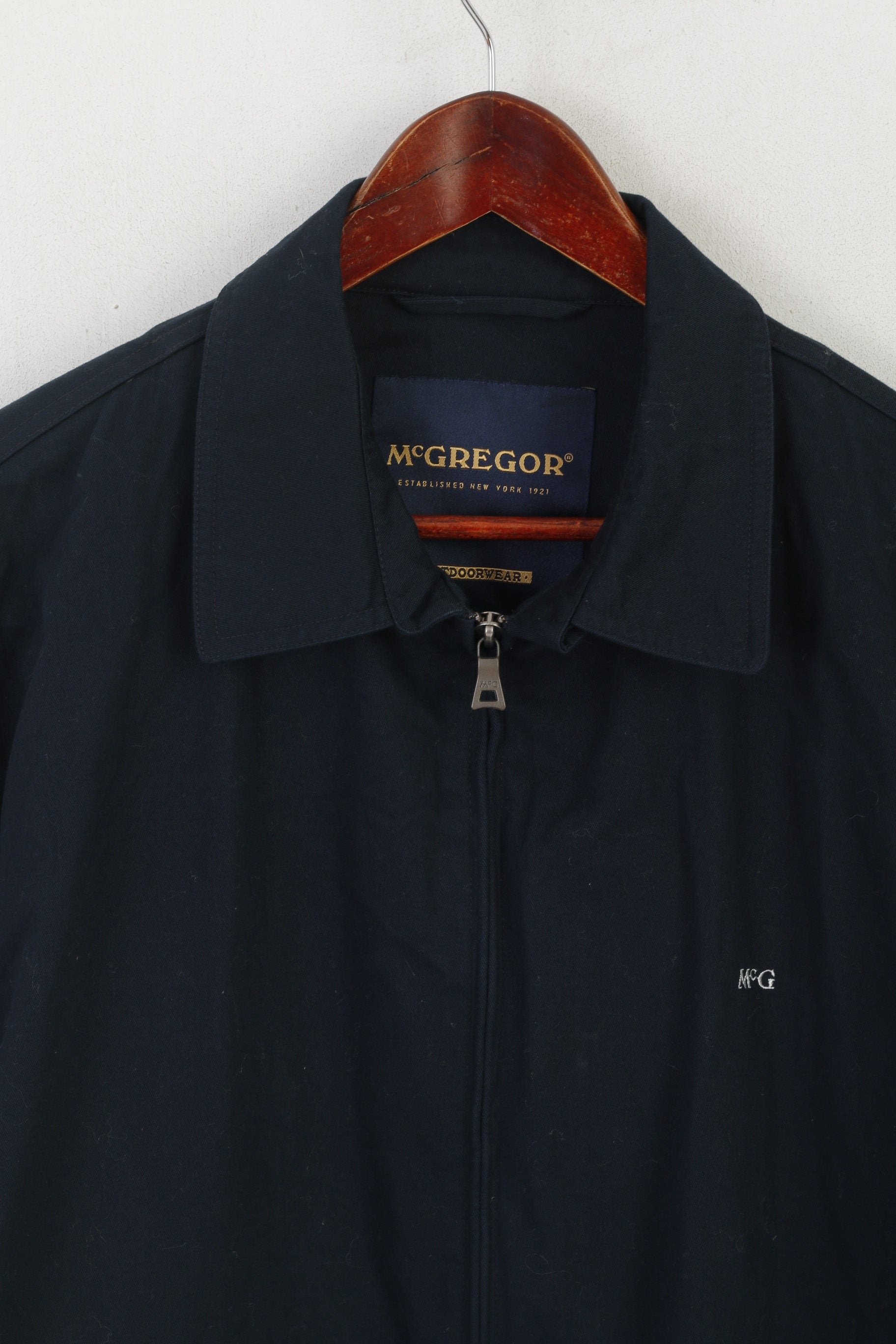 McGregor Giacca da uomo 54 L in cotone blu scuro per esterni con cerniera Harrington Top classico