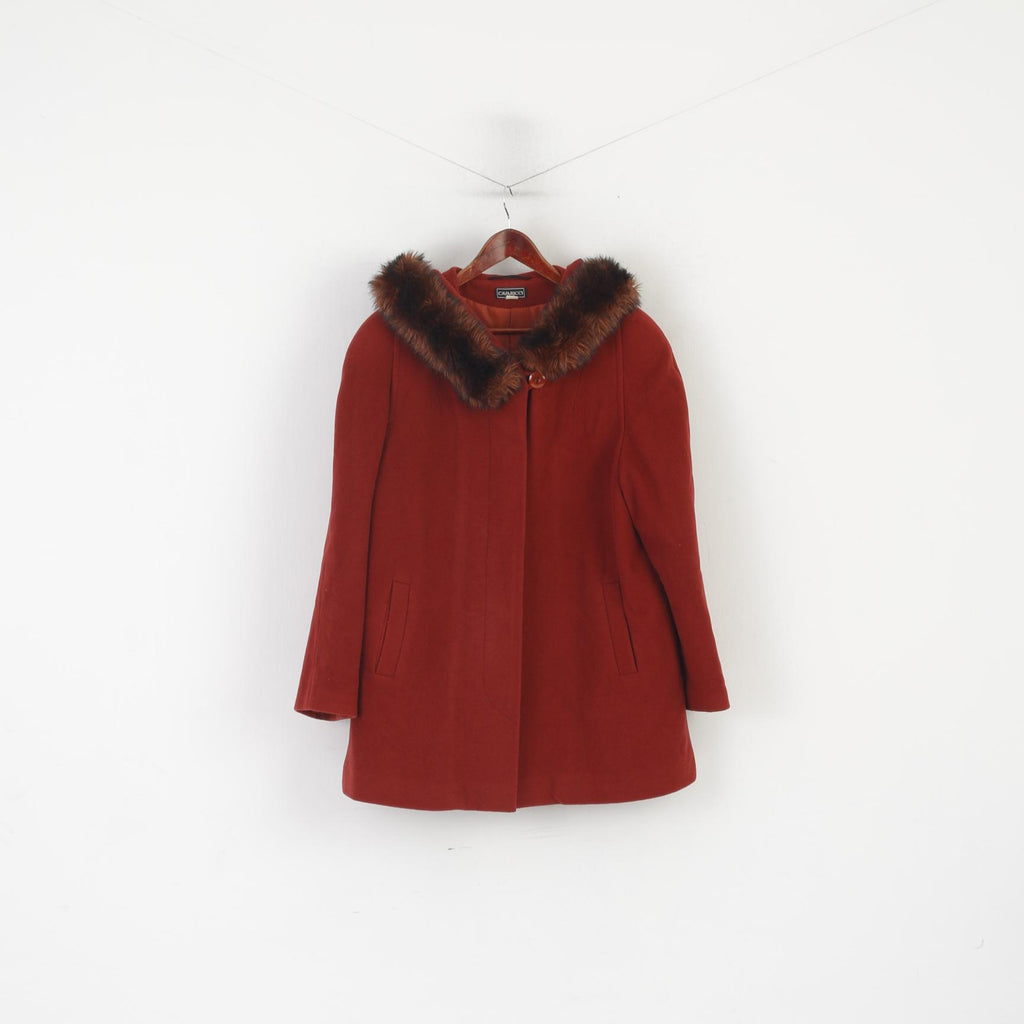 Cavaricci Manteau XL pour femme en laine et cachemire mélangés à capuche et haut à simple boutonnage