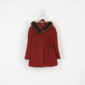 Cavaricci Manteau XL pour femme en laine et cachemire mélangés à capuche et haut à simple boutonnage