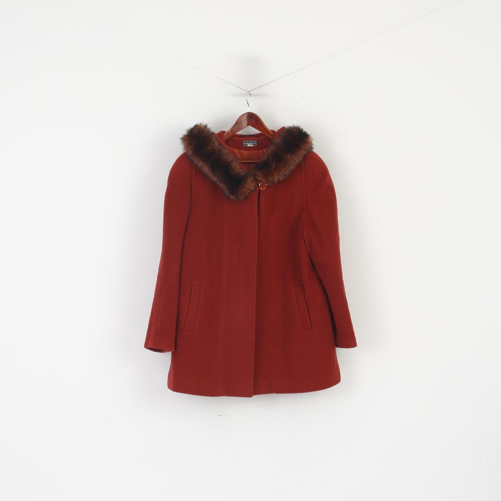 Cavaricci Manteau XL pour femme en laine et cachemire mélangés à capuche et haut à simple boutonnage