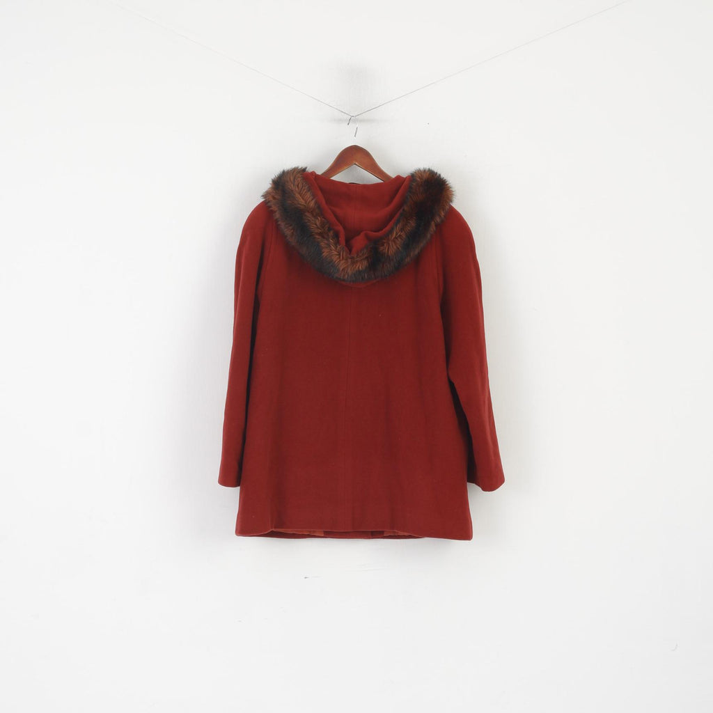Cavaricci Manteau XL pour femme en laine et cachemire mélangés à capuche et haut à simple boutonnage
