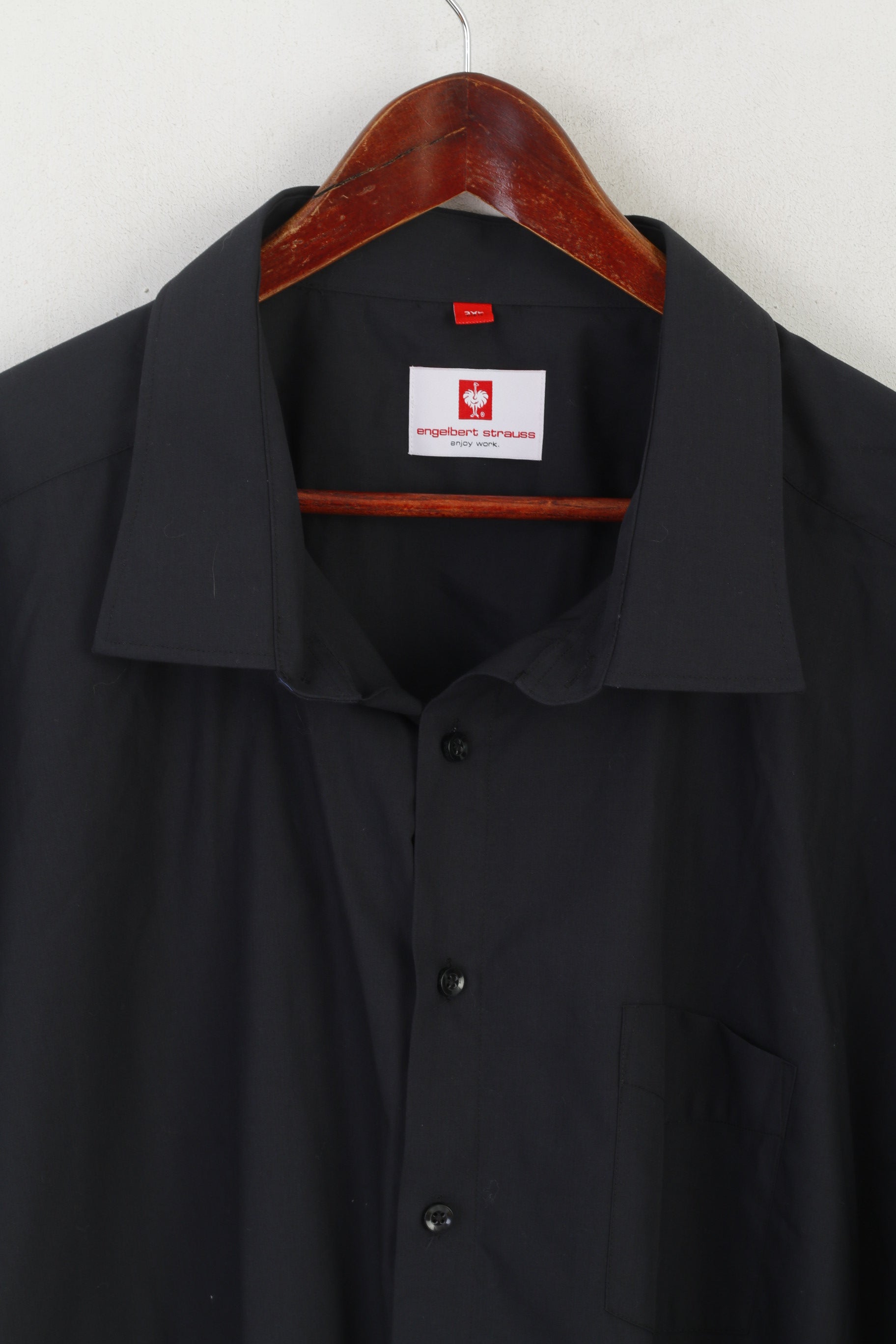 Engelbert Strauss Men 3XL Casual Shirt Black Cotton Short Sleeve Work Top
