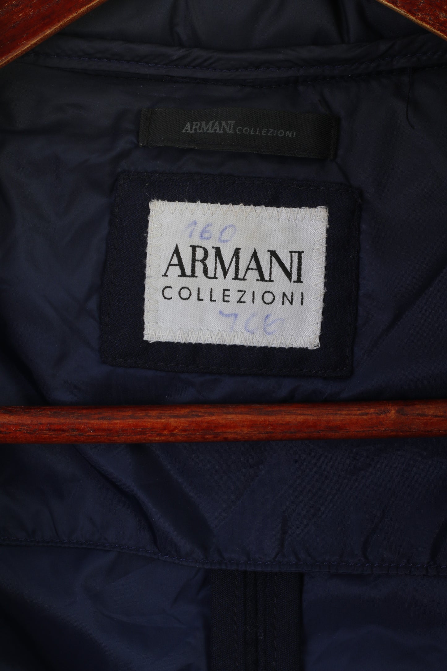 Armani Collezioni Men 42 52 M Jacket Navy Wool Cashmere Blend Vintage Hidden Hood Top