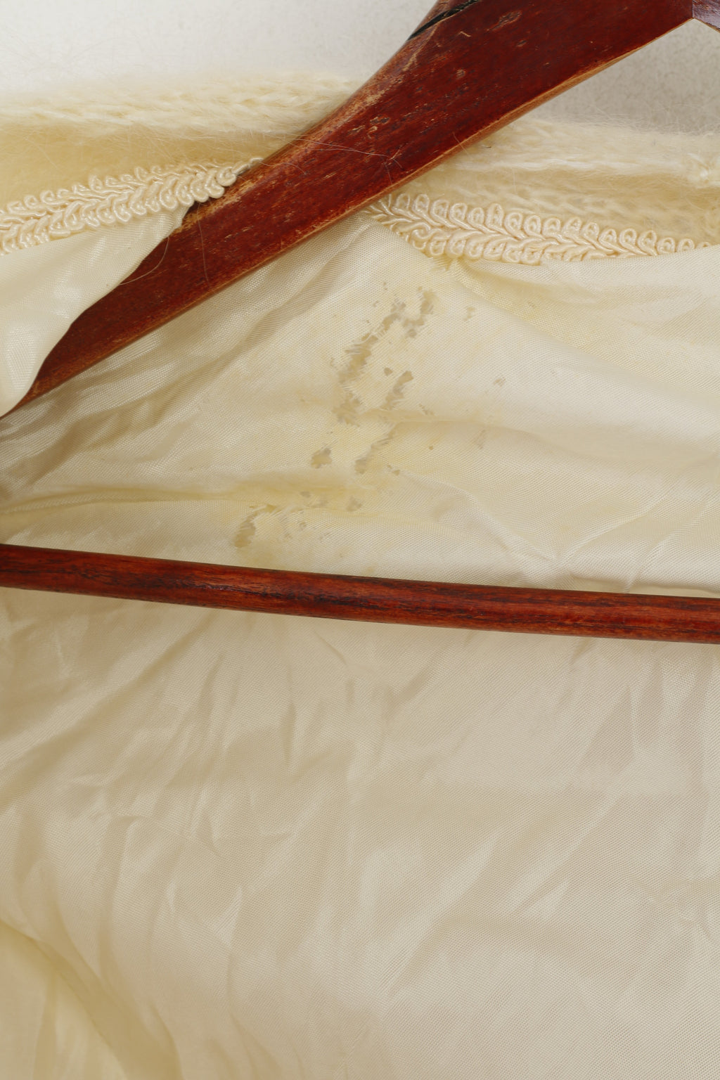 Handarbelt Cardigan Femme L/XL Beige Mohair Pull Brodé Fait Main