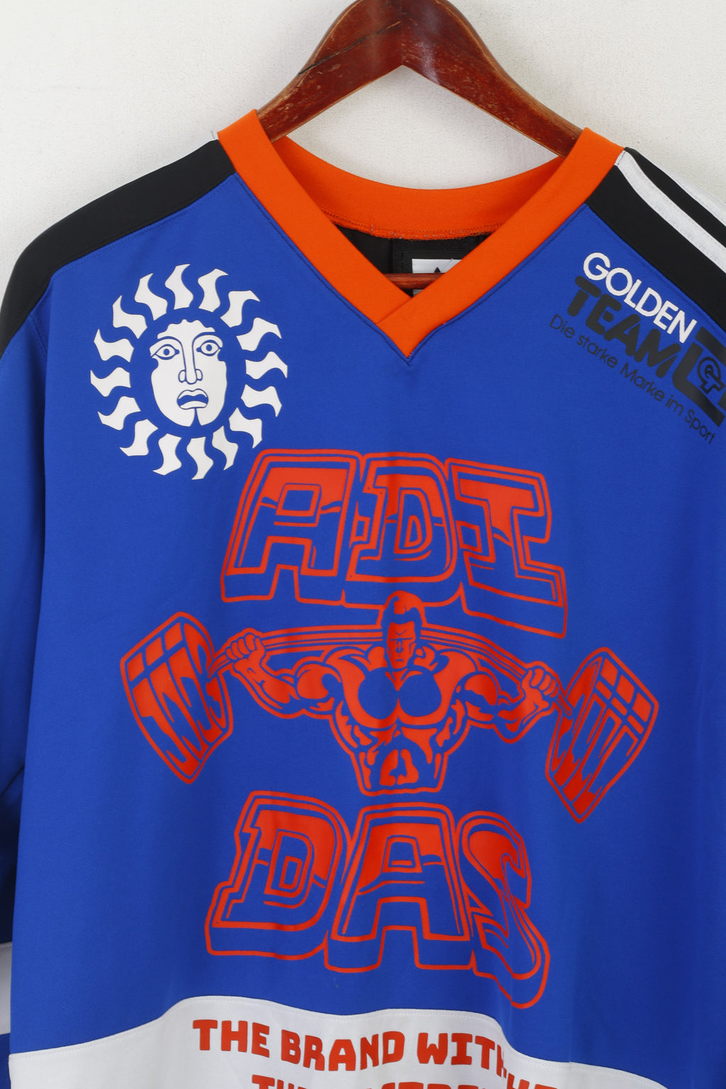 Adidas Men M Long Sleeved Shirt Blue Sample Weightlifting Skateboarding Jersey Top