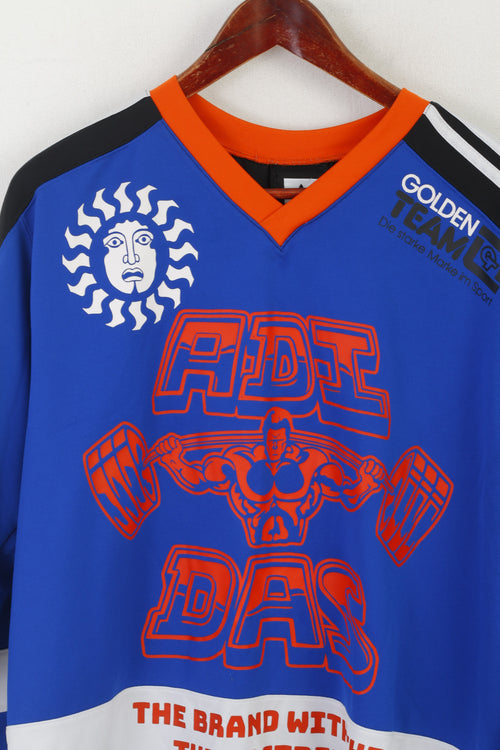 Adidas Men M Long Sleeved Shirt Blue Sample Weightlifting Skateboarding Jersey Top