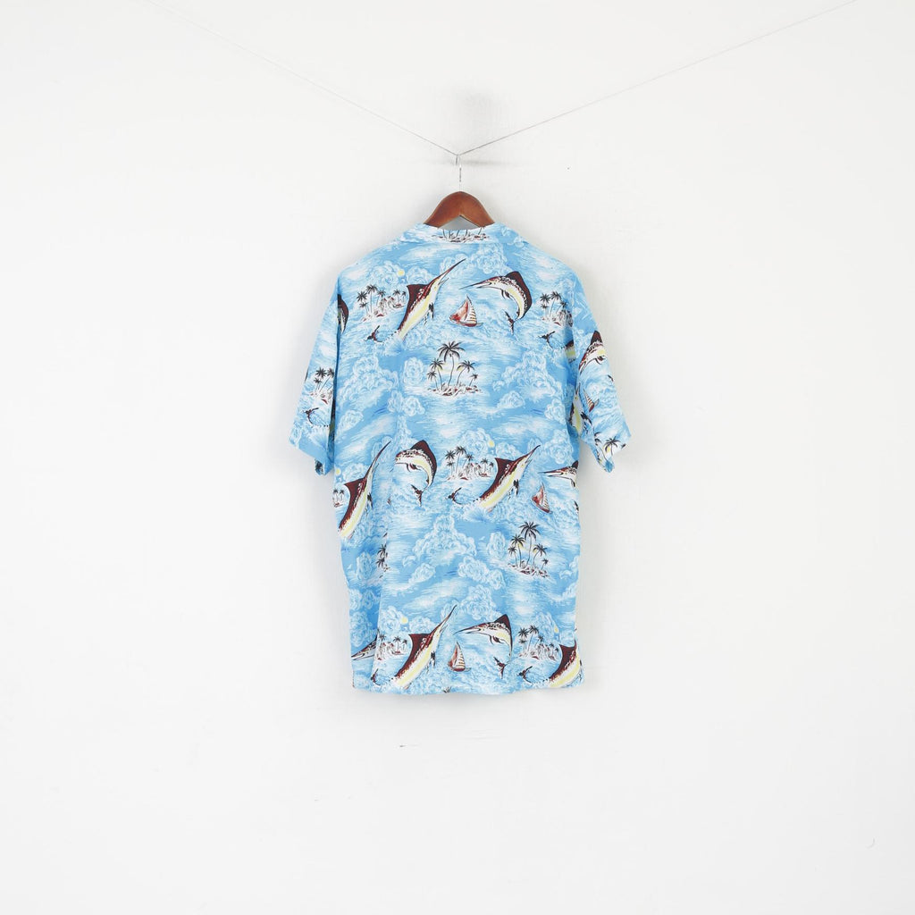 Combattez le loup hommes 3XL 2XL chemise décontractée requins bleus haut hawaïen à manches courtes