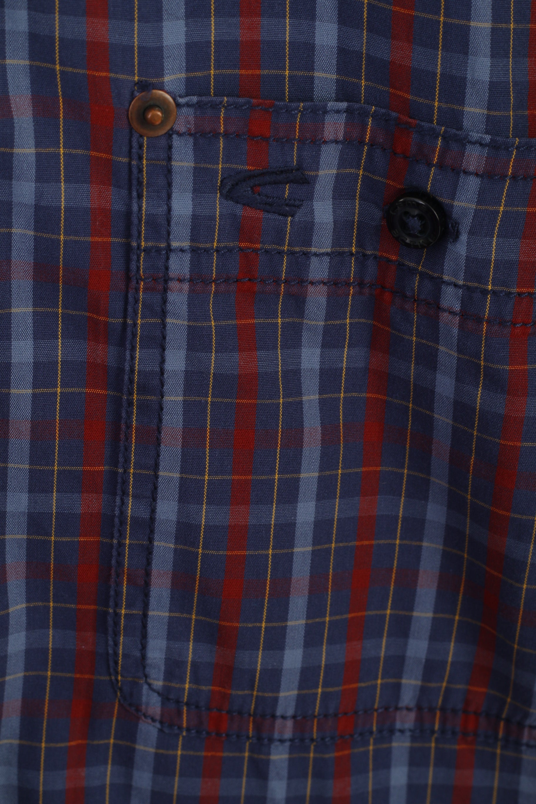 Camel Active Men XXL Chemise décontractée Bleu Coton à carreaux Regular Fit Haut à manches longues