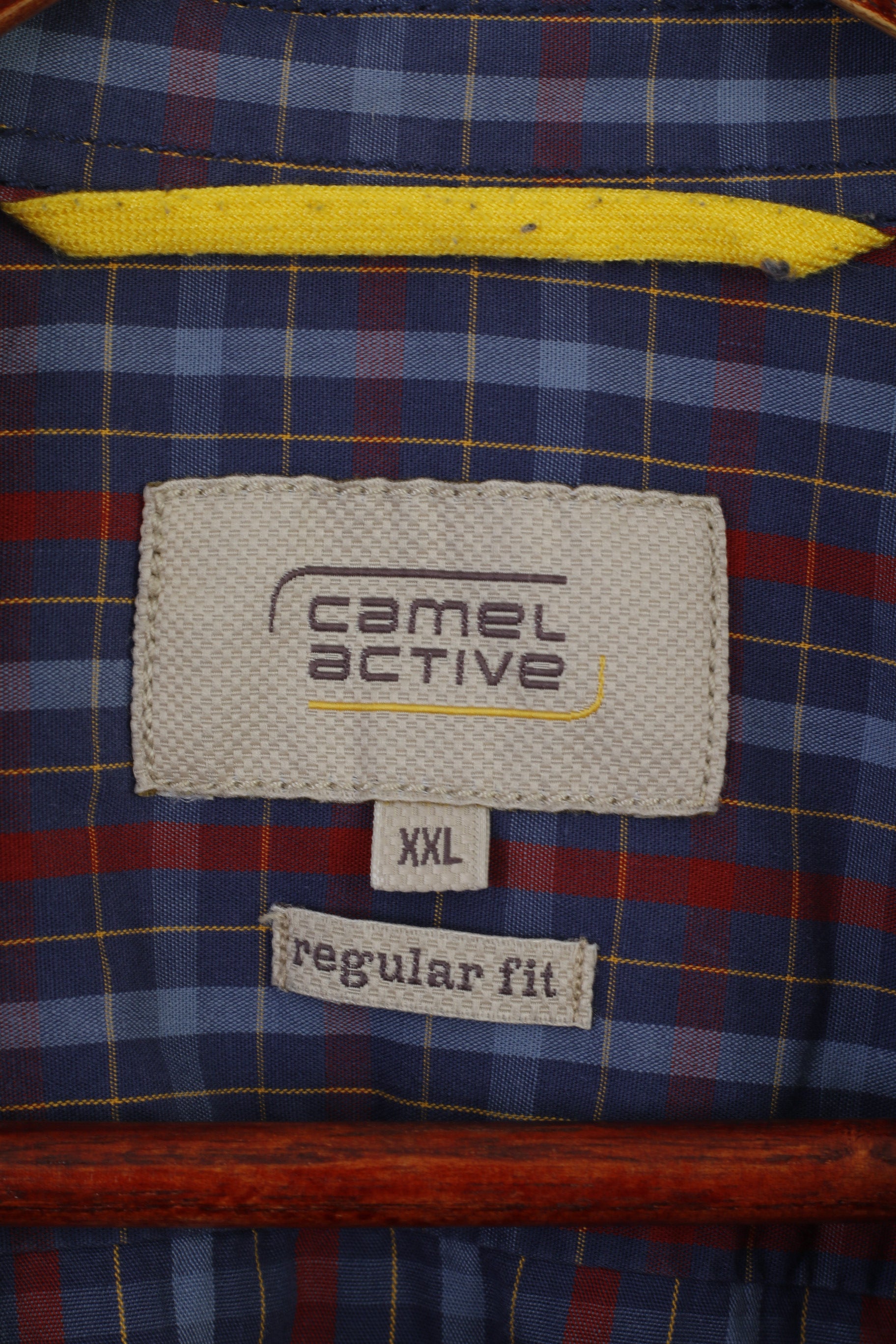 Camel Active Men XXL Chemise décontractée Bleu Coton à carreaux Regular Fit Haut à manches longues